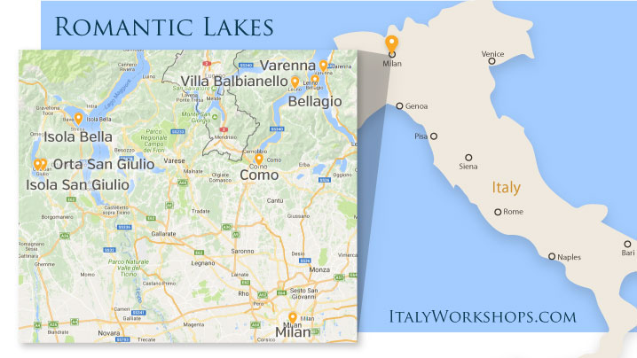 Romantic Lakes Photo Tour Itinerary Map